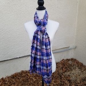 American Colors by Alex Lehr lightweight scarf plaid gingham blue pink